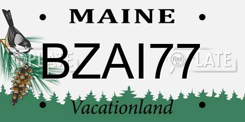 BZAI77 Maine License Plate