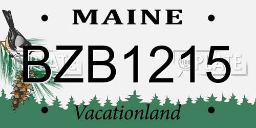 BZB1215 Maine License Plate