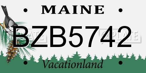 BZB5742 Maine License Plate