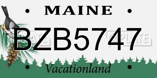 BZB5747 Maine License Plate