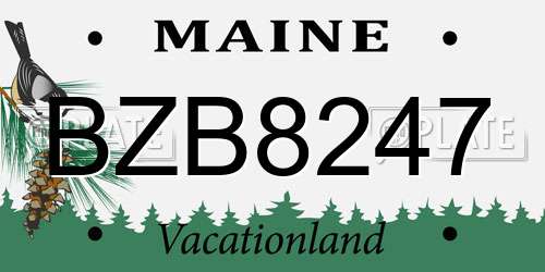 BZB8247 Maine License Plate