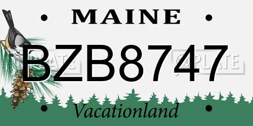 BZB8747 Maine License Plate