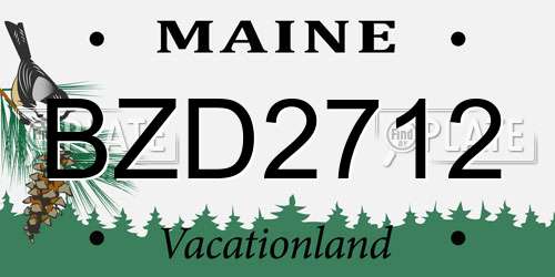 BZD2712 Maine License Plate