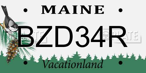 BZD34R Maine License Plate