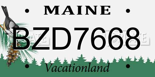 BZD7668 Maine License Plate