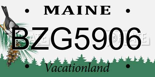 BZG5906 Maine License Plate