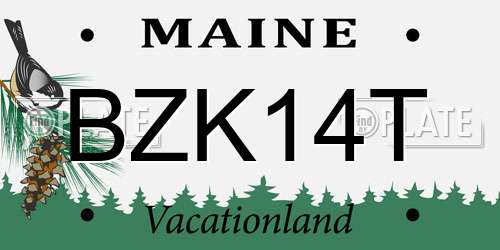 BZK14T Maine License Plate