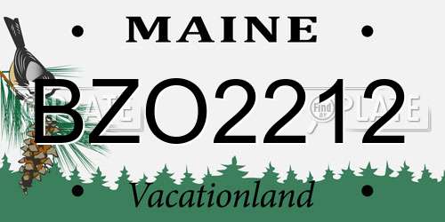 BZO2212 Maine License Plate