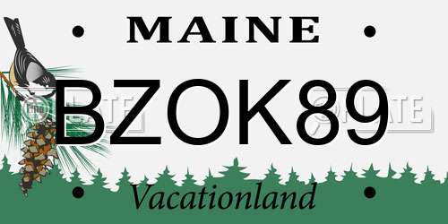 BZOK89 Maine License Plate