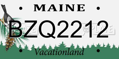 BZQ2212 Maine License Plate