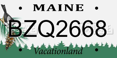 BZQ2668 Maine License Plate