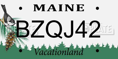 BZQJ42 Maine License Plate