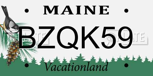 BZQK59 Maine License Plate