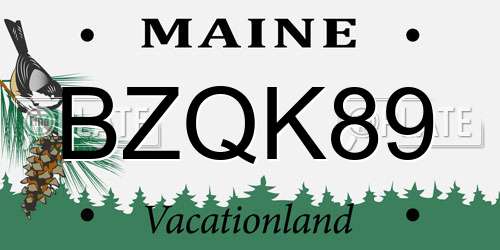 BZQK89 Maine License Plate
