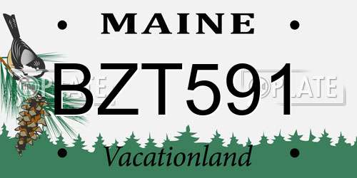 BZT591 Maine License Plate