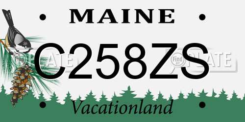 C258ZS Maine License Plate