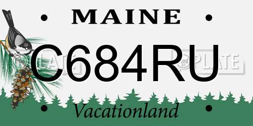 C684RU Maine License Plate