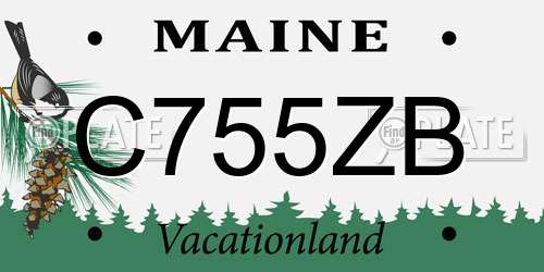 C755ZB Maine License Plate