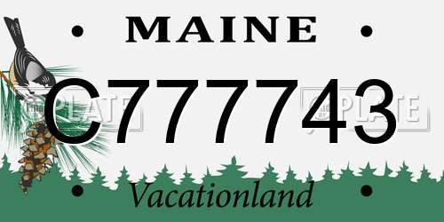 C777743 Maine License Plate