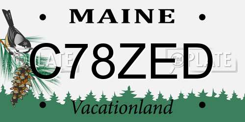 C78ZED Maine License Plate