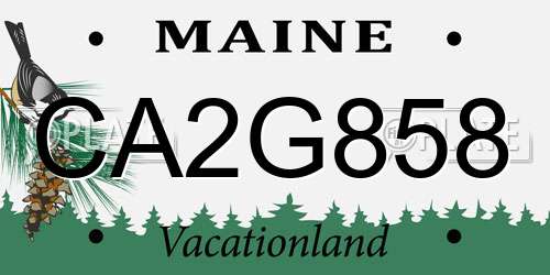 CA2G858 Maine License Plate