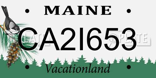 CA2I653 Maine License Plate