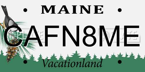CAFN8ME Maine License Plate