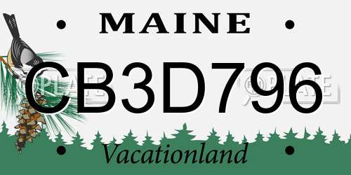 CB3D796 Maine License Plate