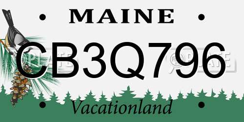 CB3Q796 Maine License Plate