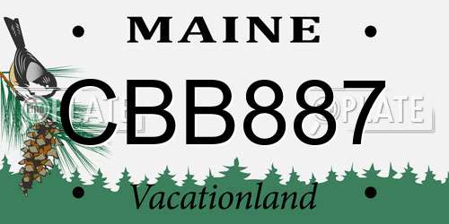 CBB887 Maine License Plate