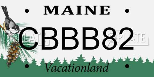 CBBB82 Maine License Plate