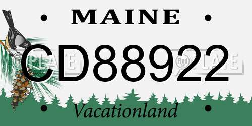 CD88922 Maine License Plate