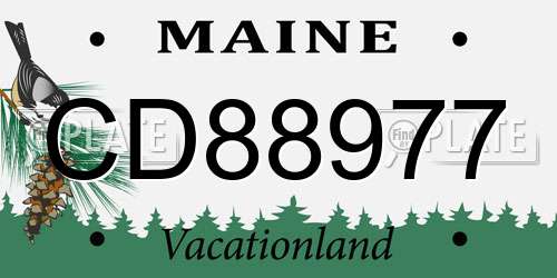 CD88977 Maine License Plate