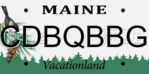CDBQBBG Maine License Plate
