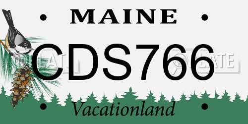 CDS766 Maine License Plate