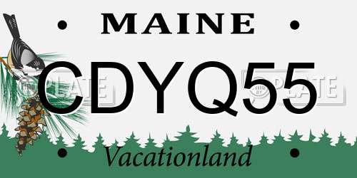 CDYQ55 Maine License Plate