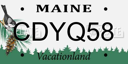 CDYQ58 Maine License Plate