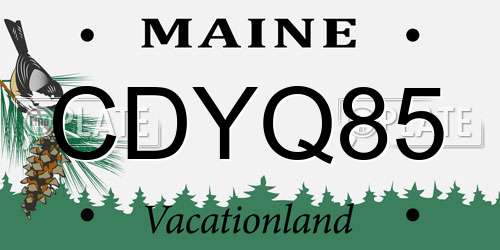 CDYQ85 Maine License Plate