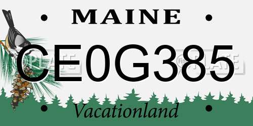 CE0G385 Maine License Plate