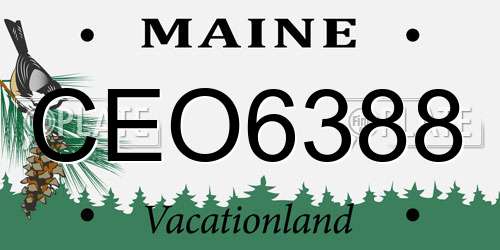 CEO6388 Maine License Plate