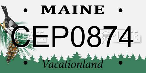 CEP0874 Maine License Plate