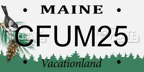 CFUM25 Maine License Plate