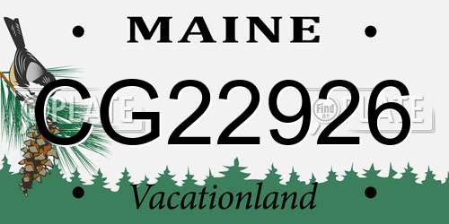 CG22926 Maine License Plate