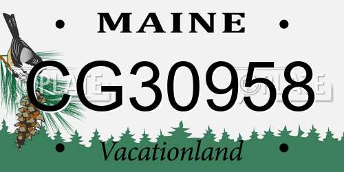 CG30958 Maine License Plate