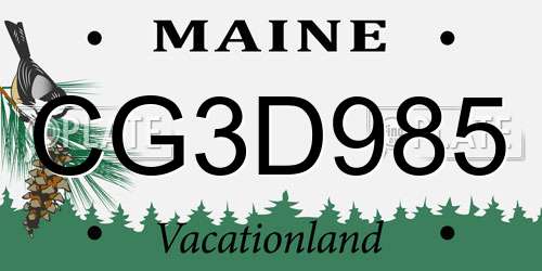CG3D985 Maine License Plate