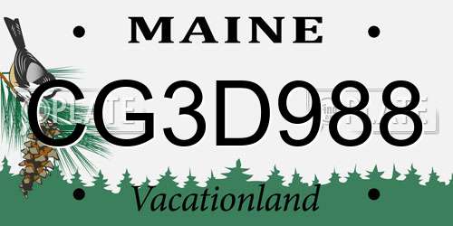 CG3D988 Maine License Plate