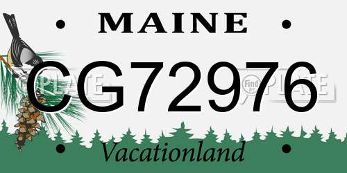 CG72976 Maine License Plate