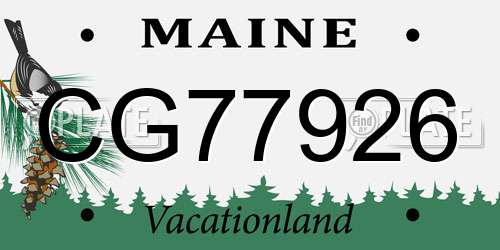 CG77926 Maine License Plate