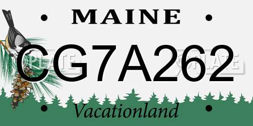 CG7A262 Maine License Plate