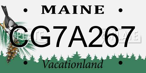 CG7A267 Maine License Plate